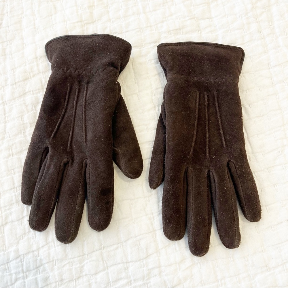 Thermolite Leather Suede Gloves Womens M Medium Brown Insulated Driving Casual